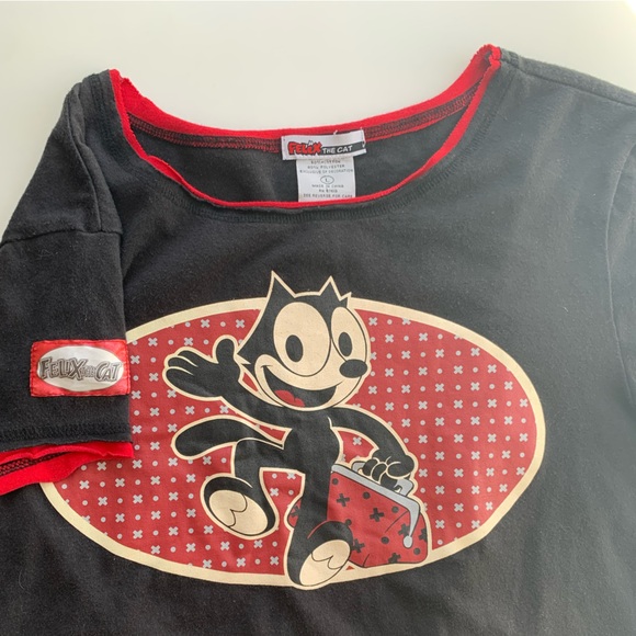 Felix The Cat Tops - 🐈‍⬛⏰Y2K Felix the Cat Cartoon Short Sleeve Shirt